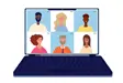 laptop with faces in a zoom meeting